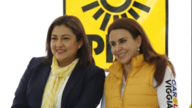 Alfa González, alcaldesa de Tlalpan, al lado de Carolina Viggiano, precandidata del PRD a la gobernatura de Hidalgo
