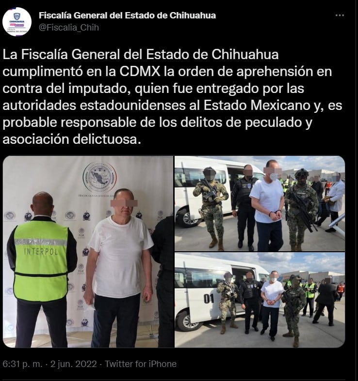 Fiscalía de Chihuahua habla sobre extradición de César Duarte
