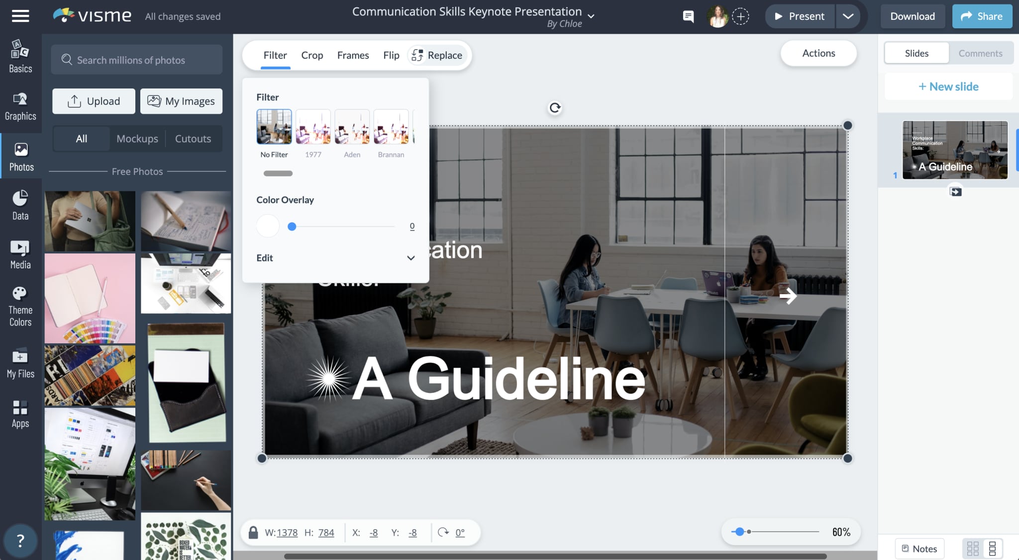 Página principal de Visme
