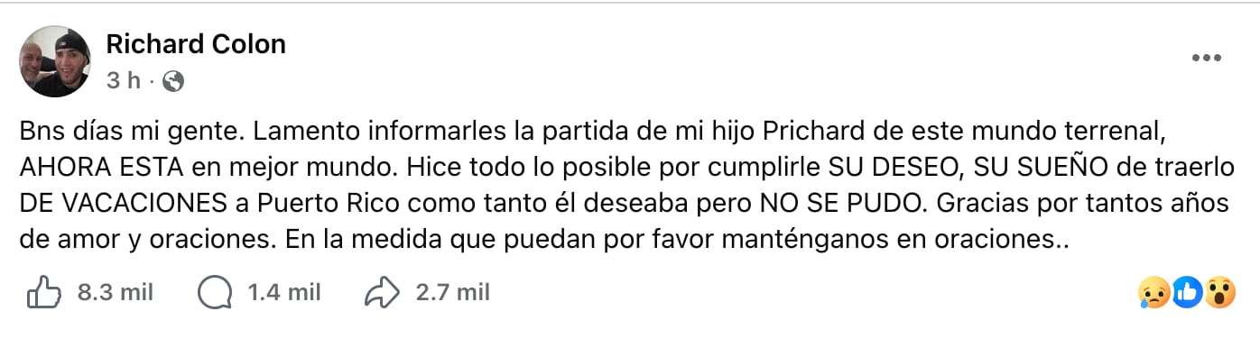 Prichard Colón, el exboxeador puertorriqueño, murió a los 33 años de edad