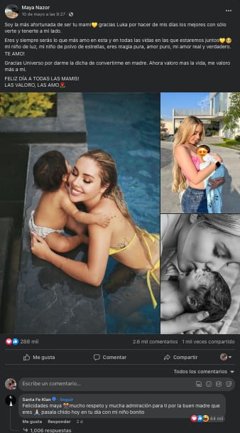 Santa Fe Klan felicita a Maya Nazor por el Día de las Madres