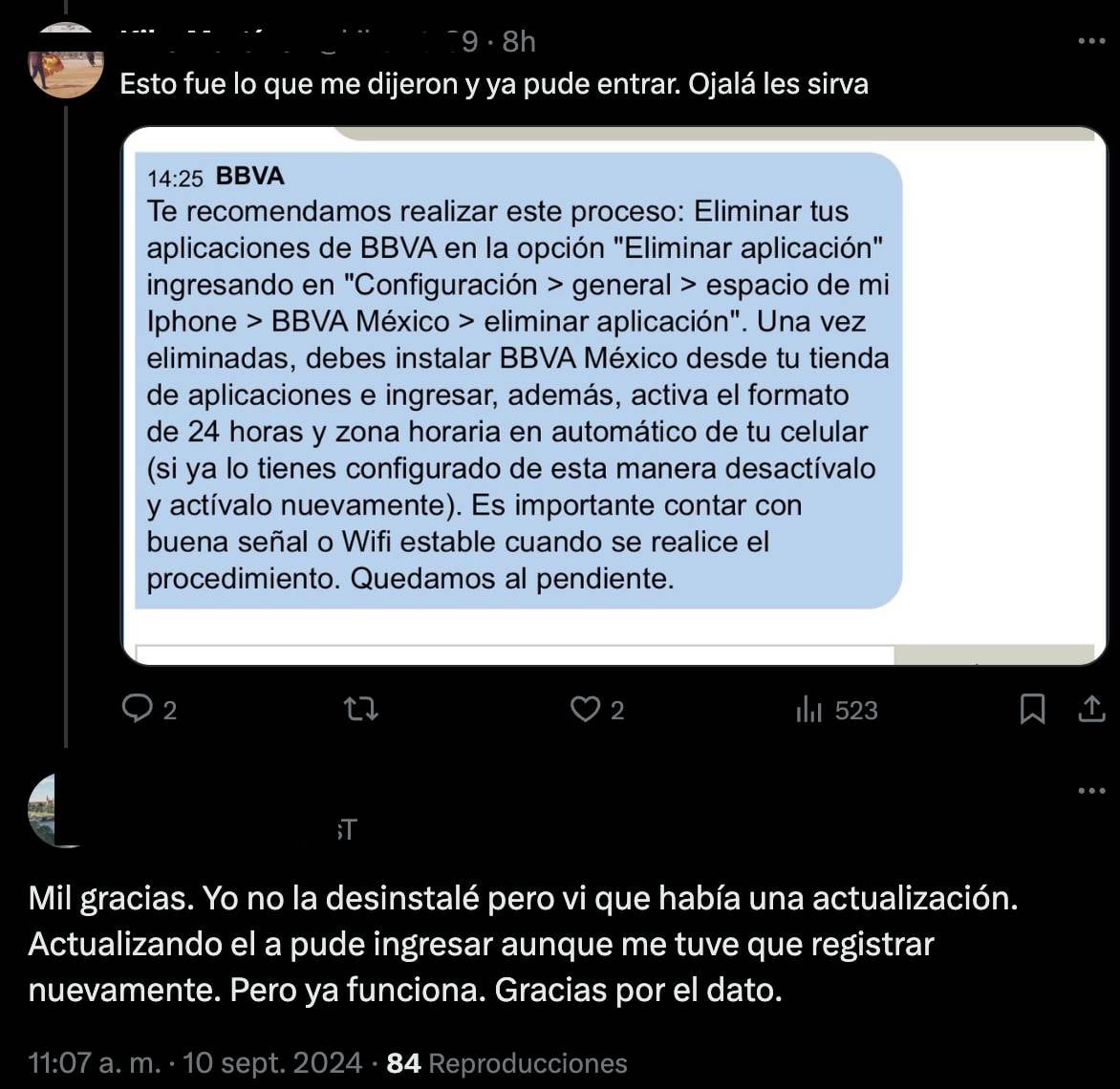 Solución para falla en BBVA