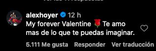 Alex Hoyer decreta a Danna Paola como su San Valentín eterno.