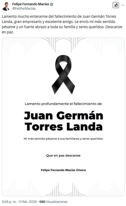 Felipe Macías tras la muerte de Juan Germán Torres Landa