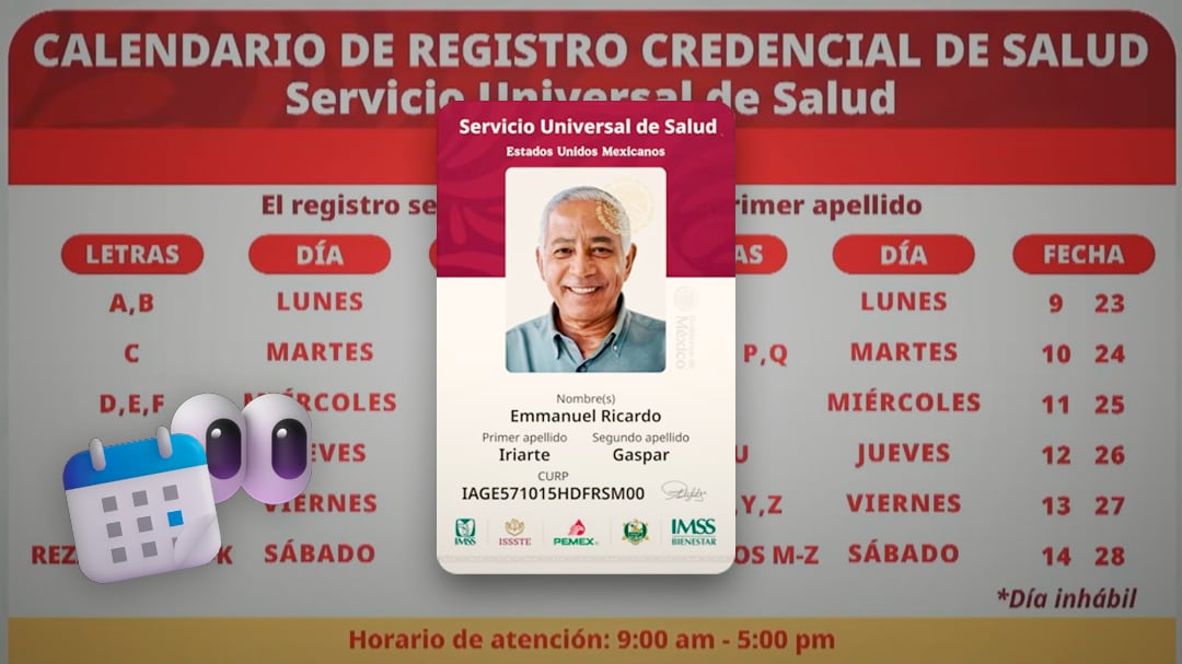 Servicio Universal de Salud: Calendario de registro por letra