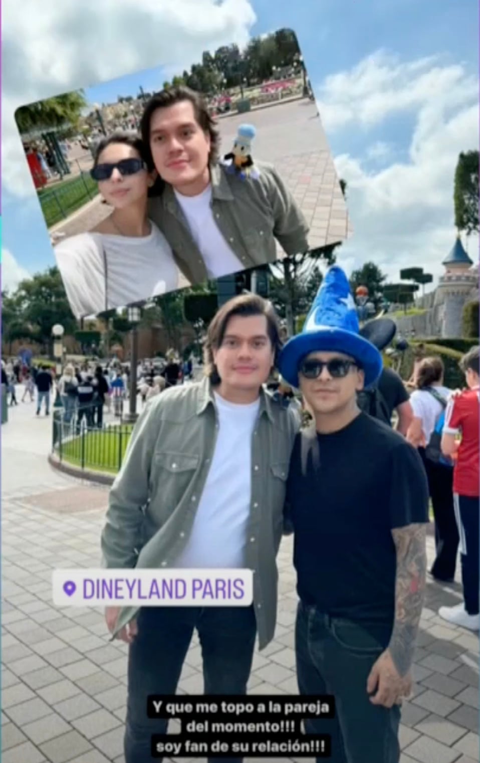 Christian Nodal y Ángela Aguilar se fotografiaron con un fan en Disney París