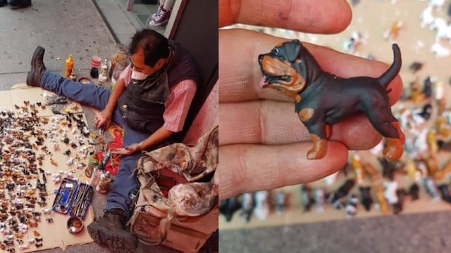 Señor que hace perro en miniatura cerca del Metro Ermita