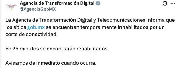 ATDT reporta fallas en sitios de gobierno