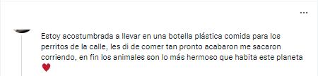 Tweet: Le da de comer a unos perros y la terminan correteando.