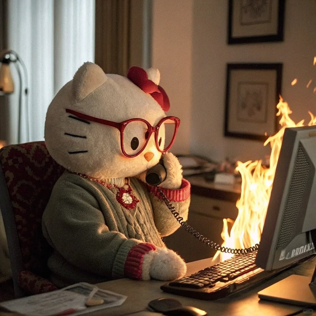 Memes de Hello Kitty con estrés laboral
