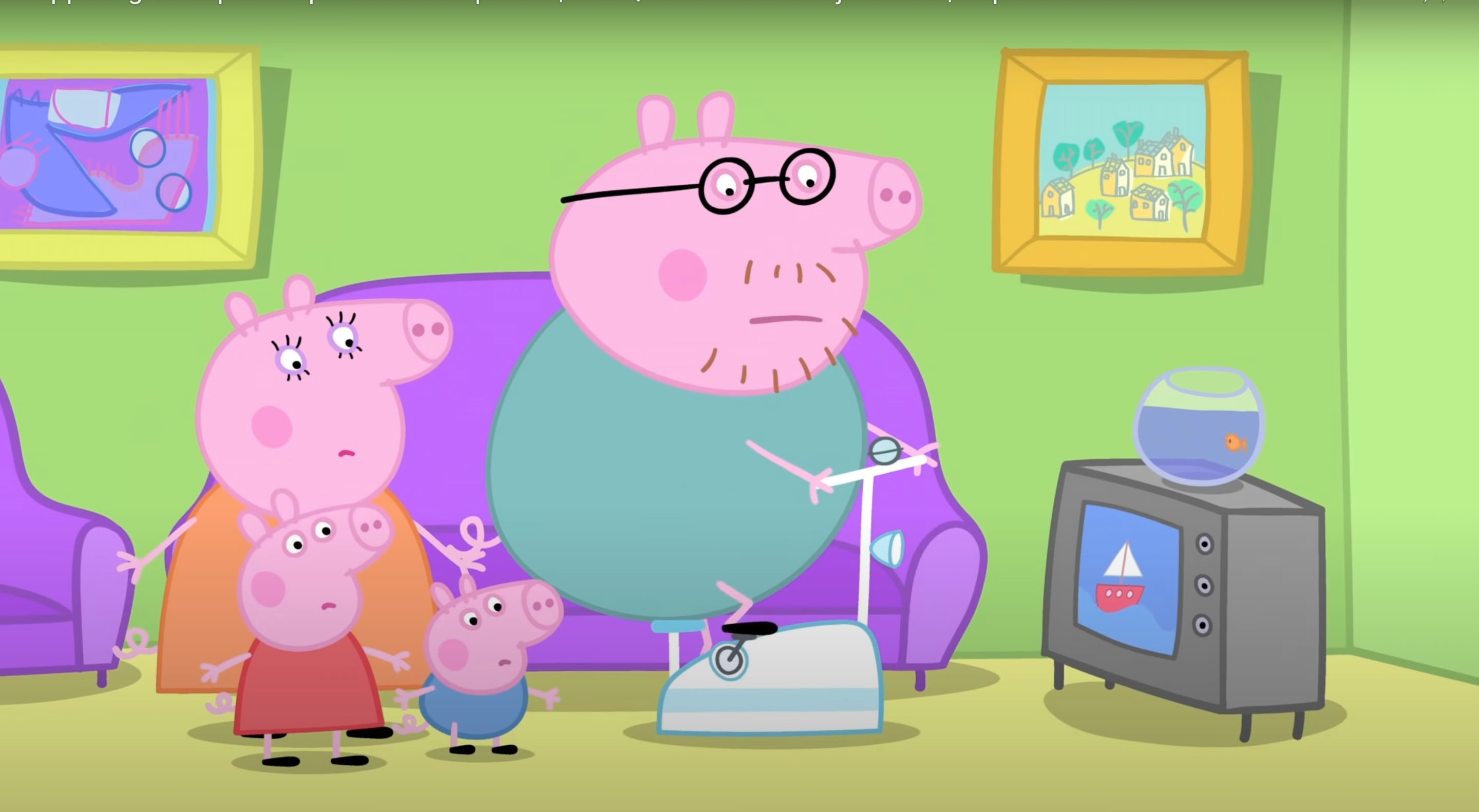 Capítulo completo en YouTube de Peppa Pig en donde Papá Cerdito hace ejercicio por el Día Mundial del Fisicoculturismo