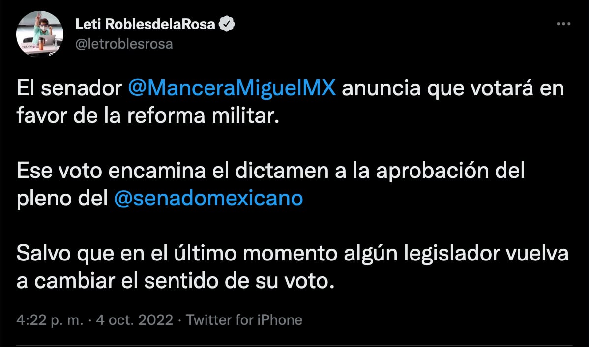 Cámara de Senadores discute dictamen sobre el Ejército en las calles hasta 2028