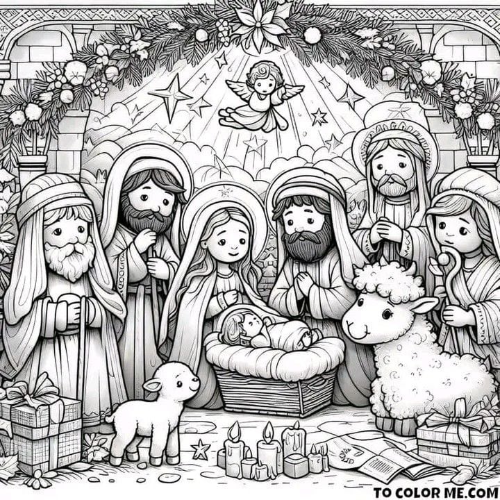 Dibujos de nacimiento de Navidad para colorear