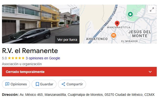 Iglesia 'El Remanente' a donde acudía Ana Febe Rojas y su esposo Cristian Felipe N.