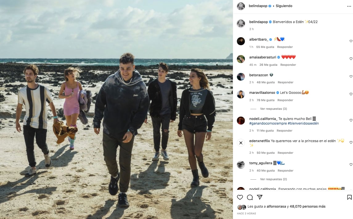 Belinda junto al elenco de la serie "Bienvenidos a Edén"