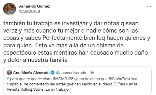 Esposo de Gloria Trevi se va contra Ana María Alvarado.
