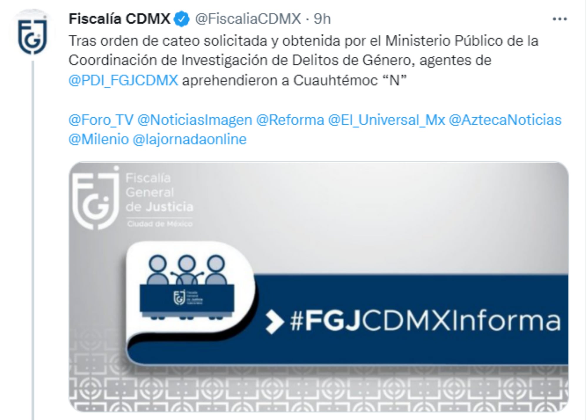 detención de Cuauhtémoc Gutiérrez de la Torre/ @FiscaliaCDMX