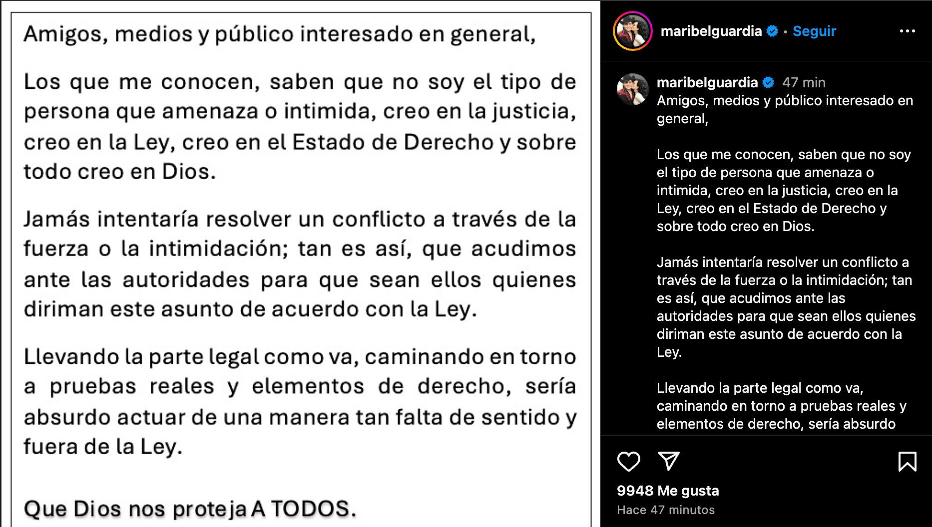 Maribel Guardia niega haber amenazado a Imelda Garza Tuñón