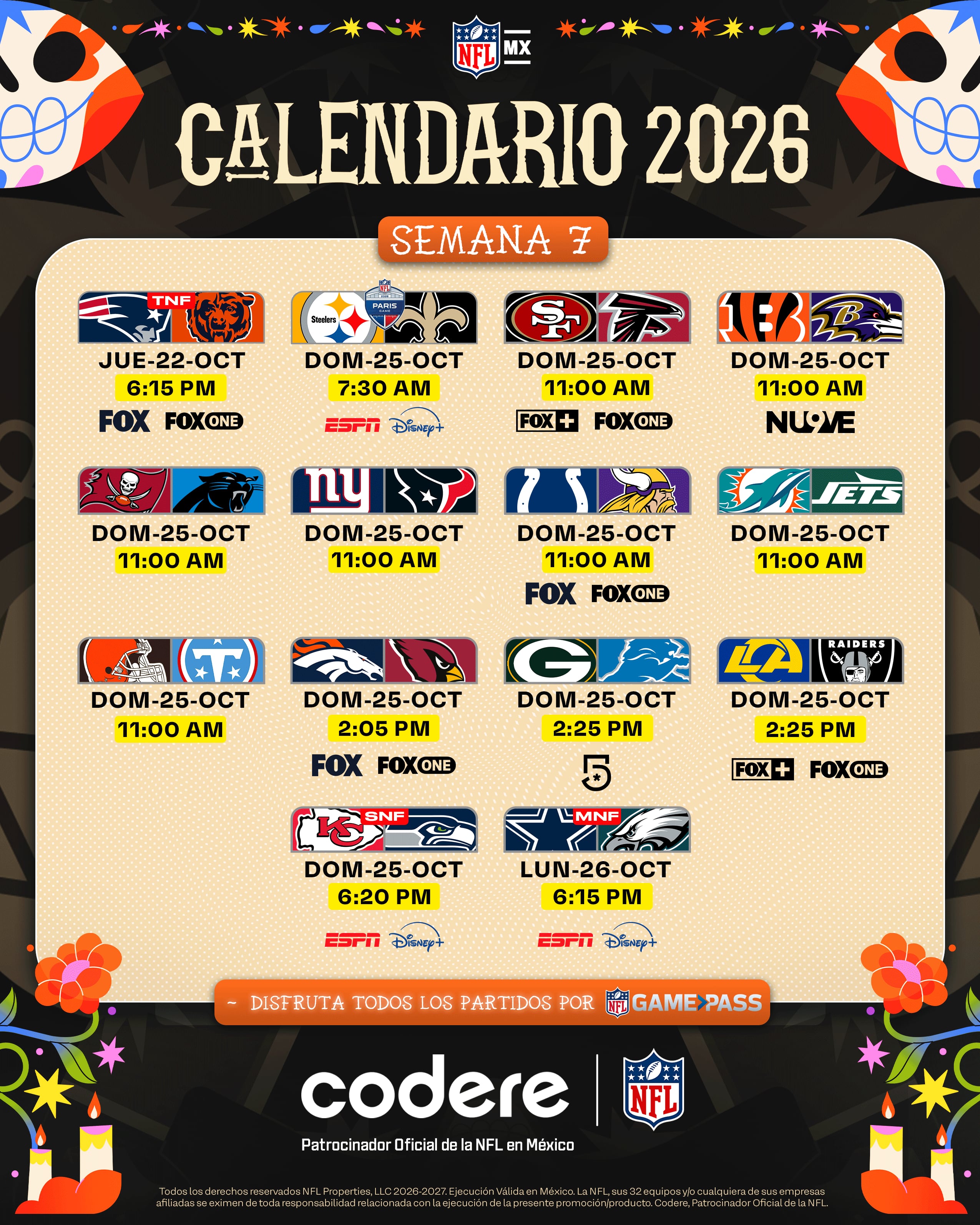 Partidos de la Semana 7 de la NFL