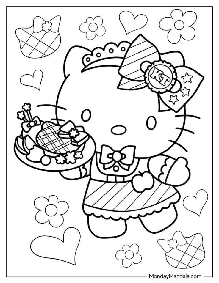 Plantillas para colorear en San Valentín: Hello Kitty celebra el día del amor