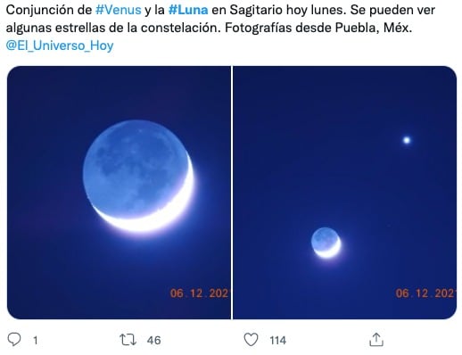 Conjunción entre la Luna y Venus