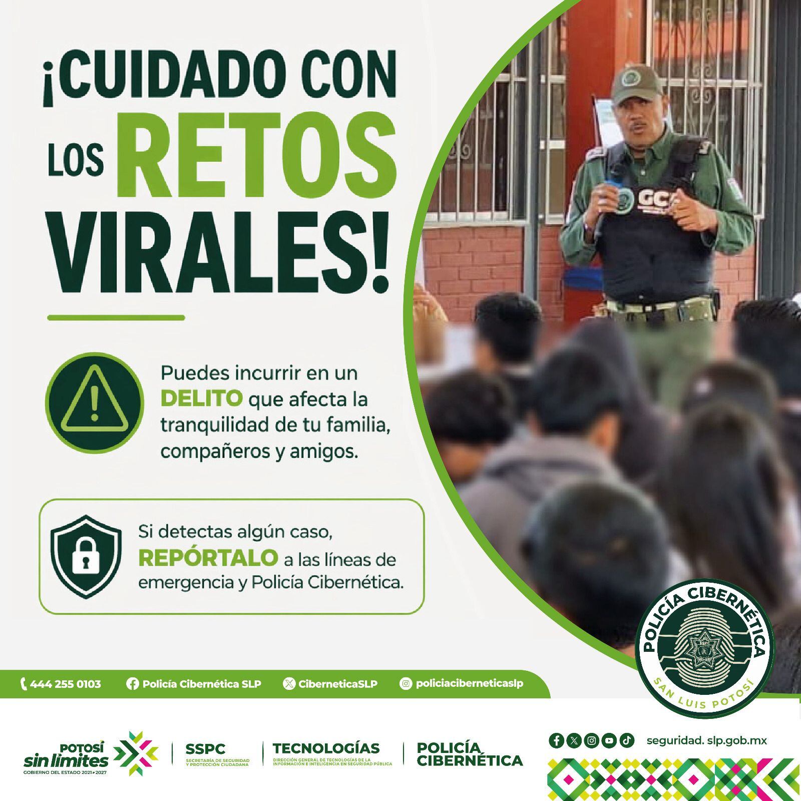SSPC lleva jornadas sobre riesgos en redes sociales a escuelas de SLP