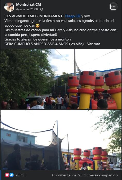 Una madre publicó en Facebook una invitación a la fiesta de sus hijos