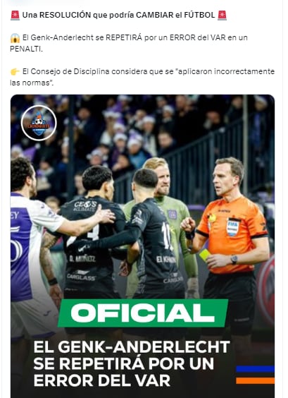 Partido entre Genk vs Anderlecht se repite