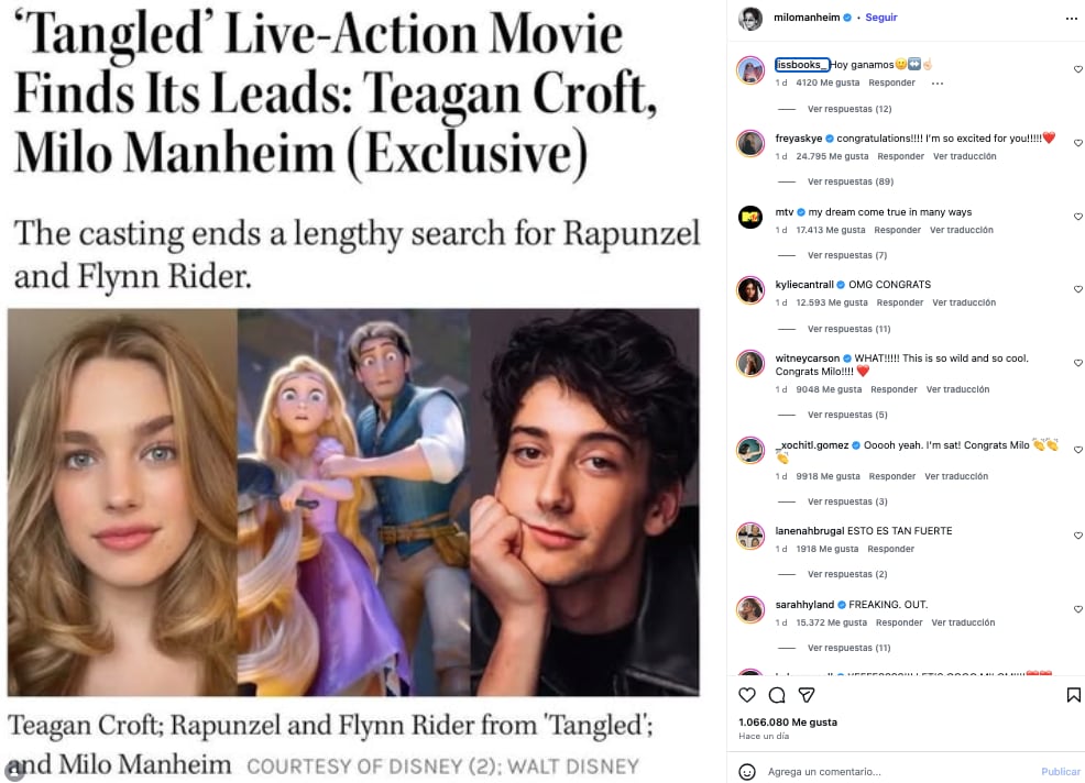Milo Manheim protagonizará película live action Enredados