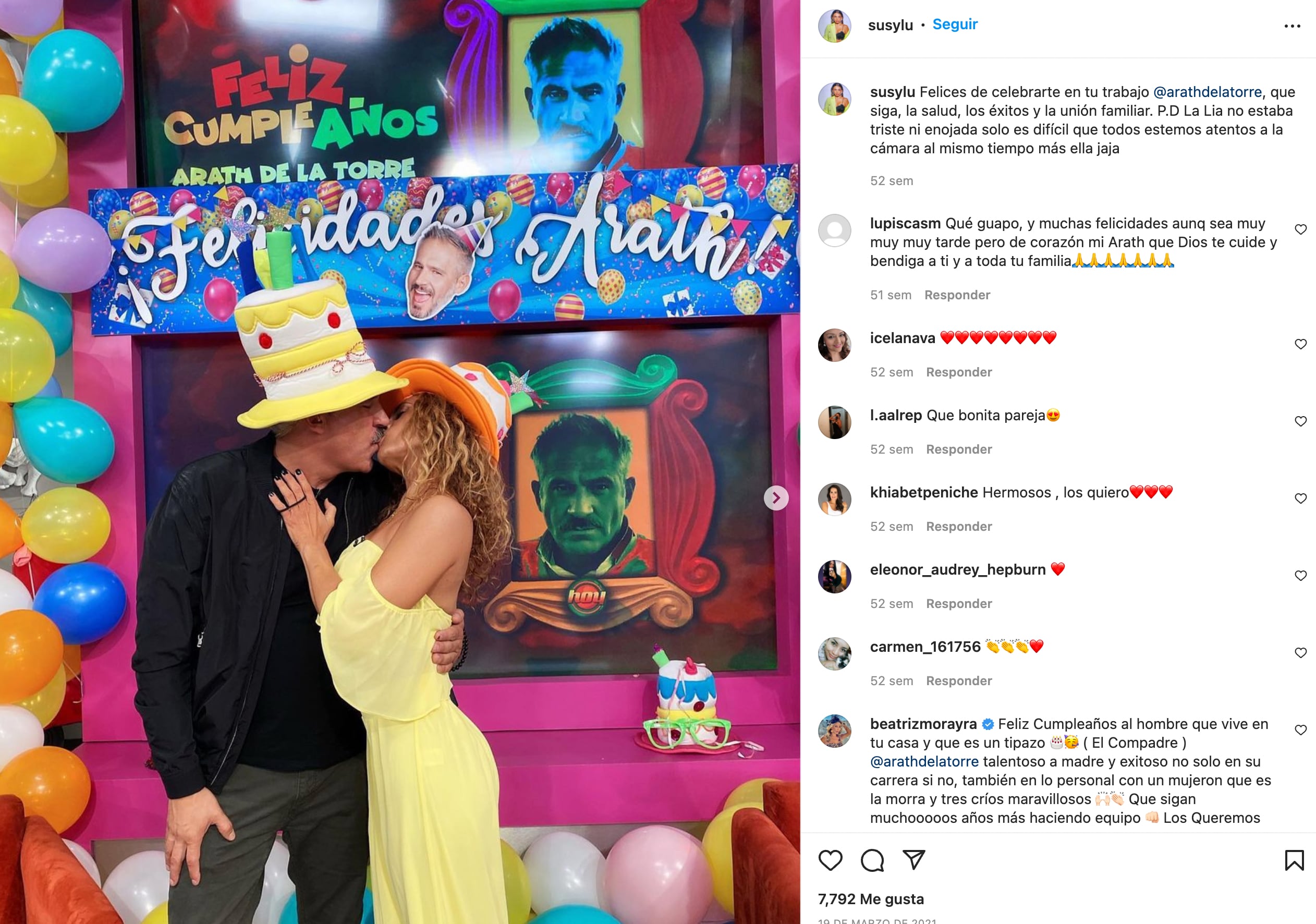 Hace un año Susy Lu felicitó a Arath de la Torre