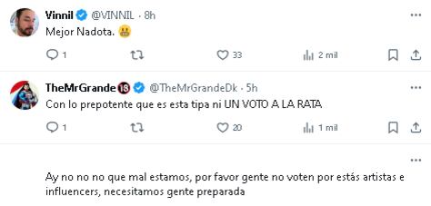Usuario critica a Toñita.