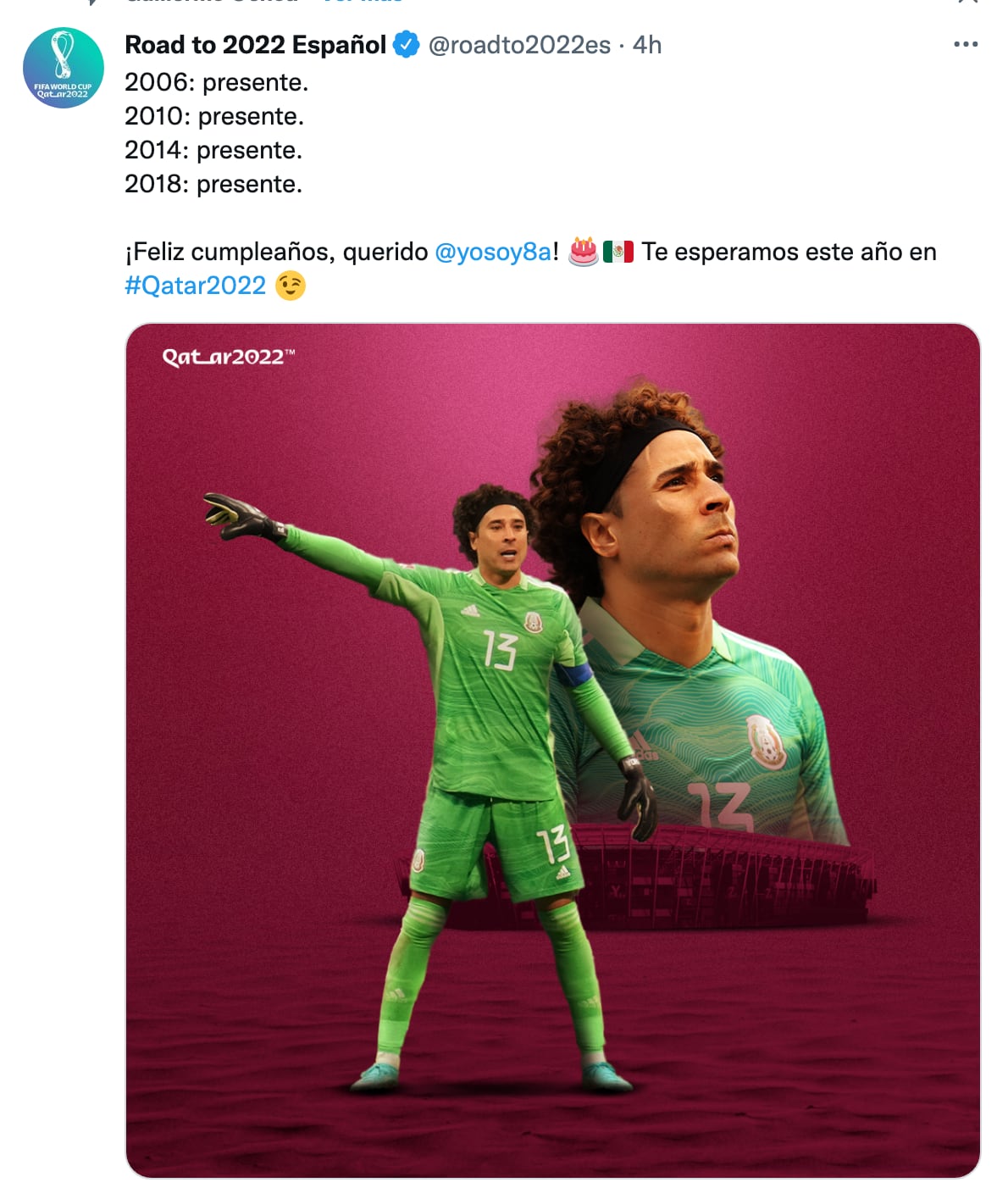 FIFA felicitó a Guillermo Ochoa