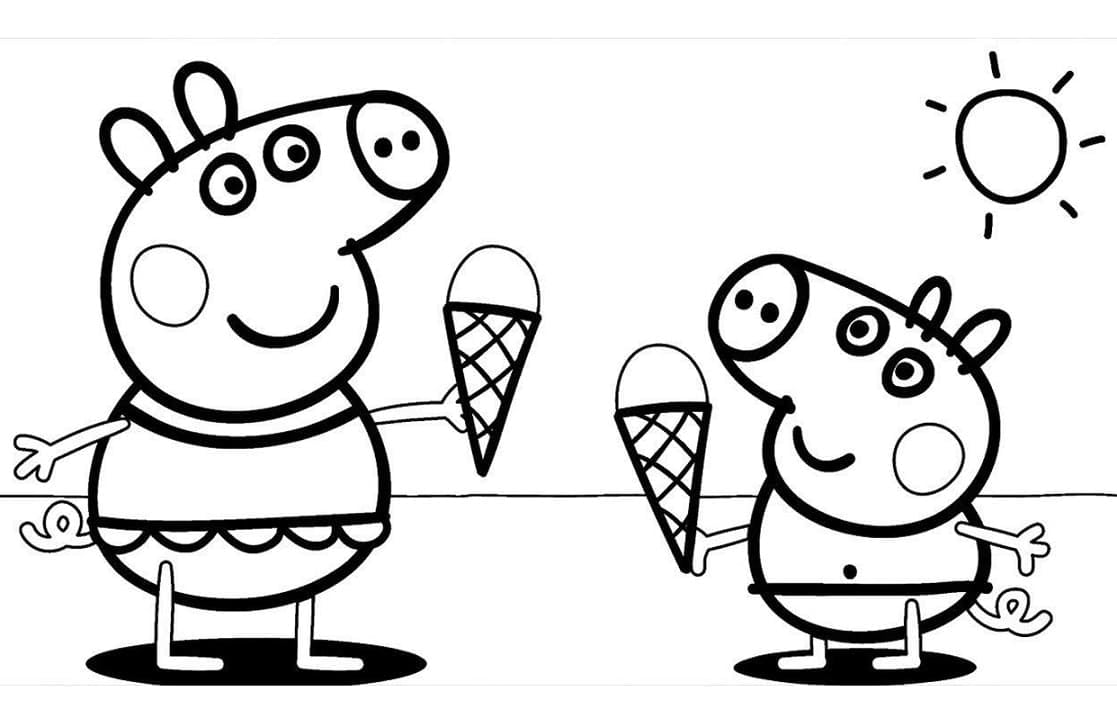 Dibujos de George, el hermano de Peppa Pig con temática de playa: 7 plantillas bonitas para imprimir y colorear