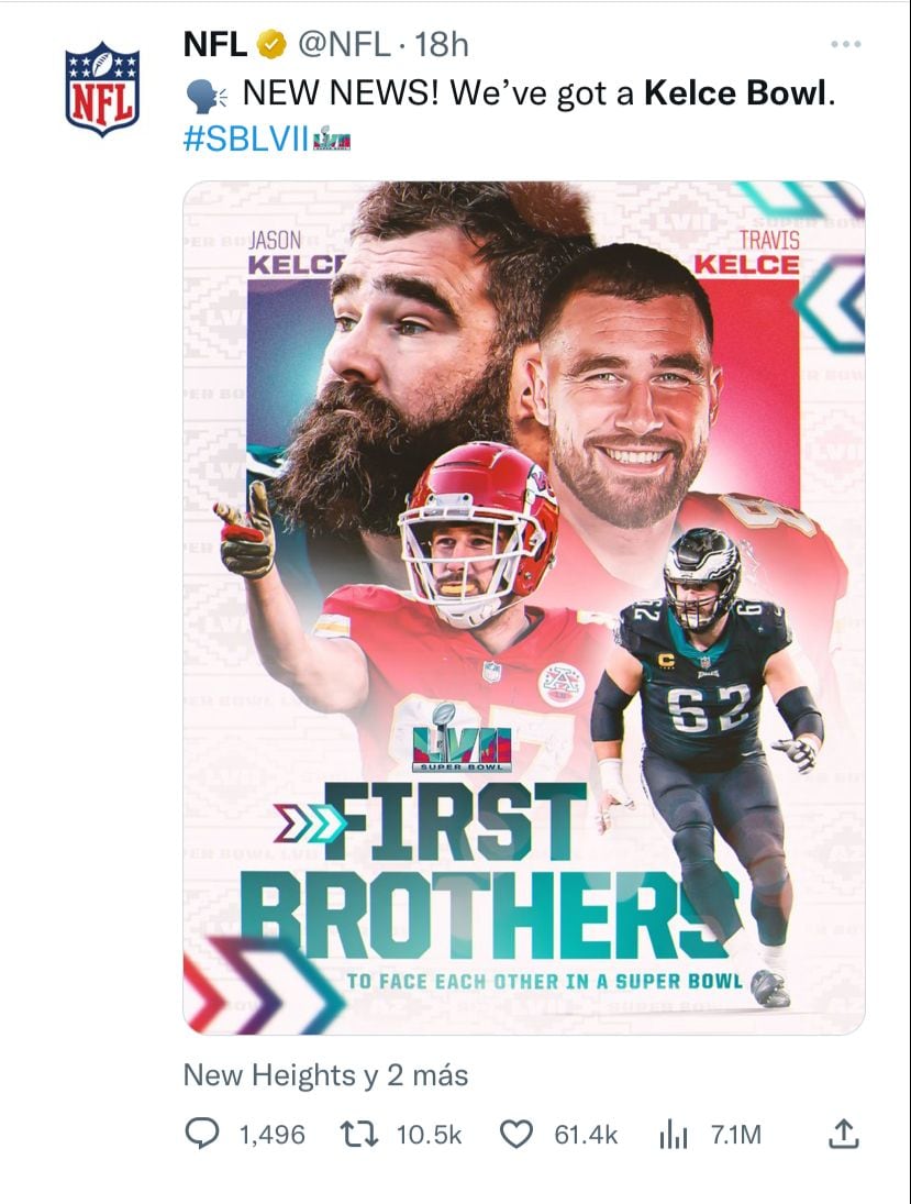 El Kelce Bowl enfrentará por primera vez a dos hermanos en el 'Superdomingo' de la NFL.