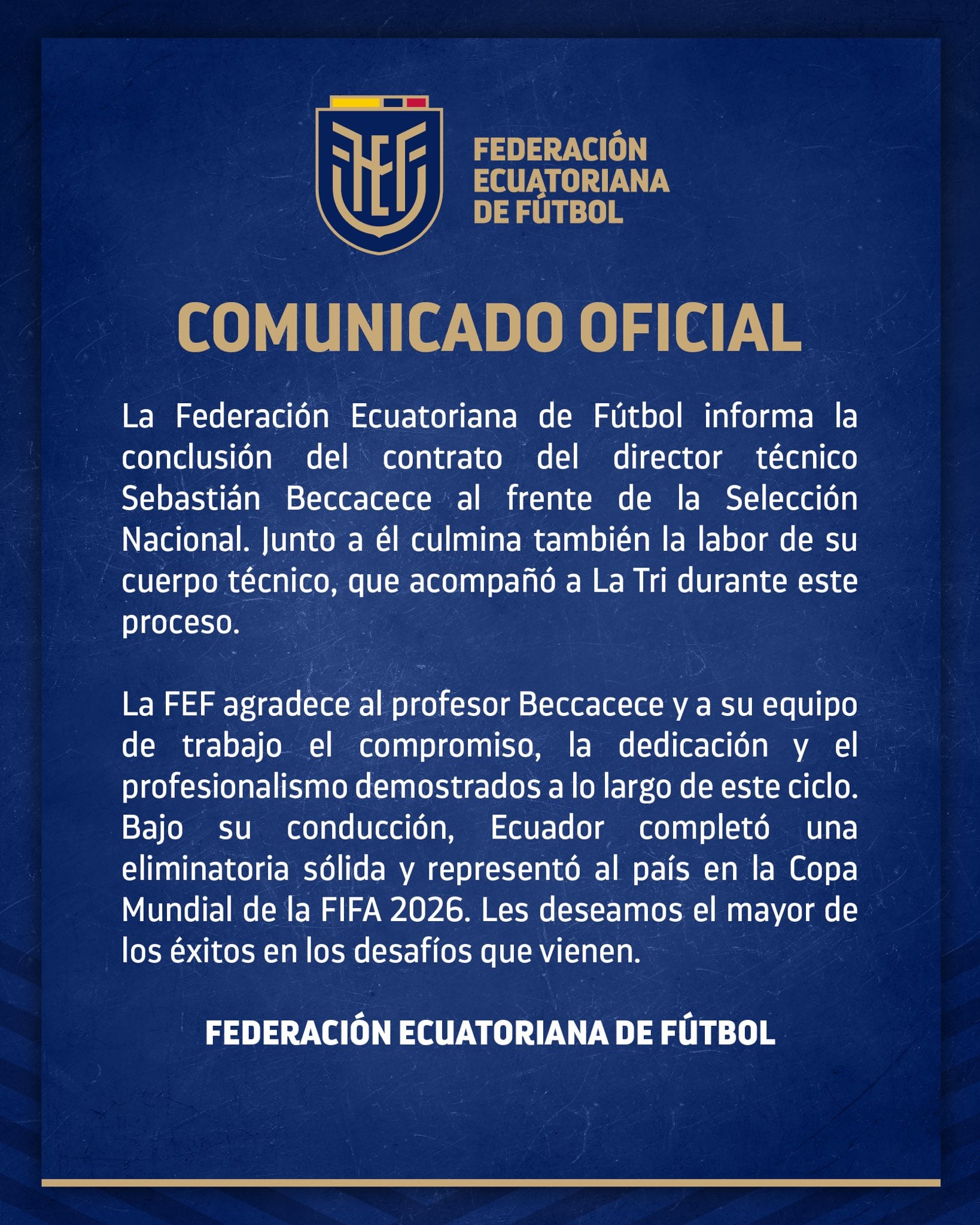 Comunicado de la Federación Ecuatoriana de Futbol