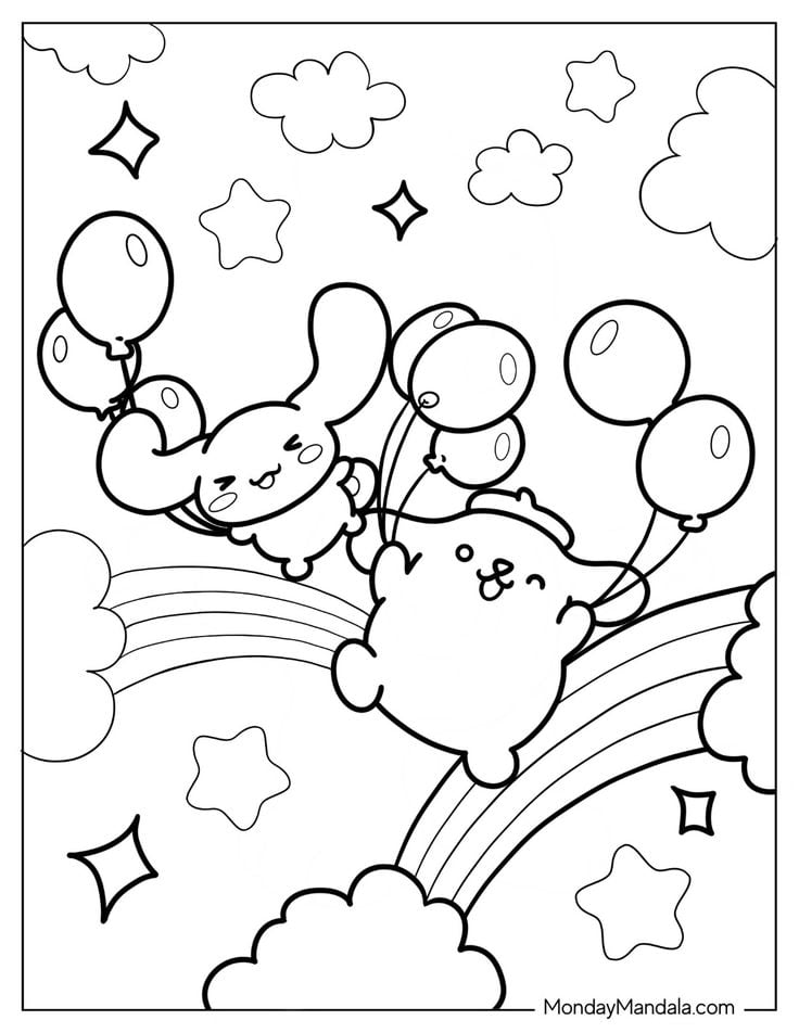 8 dibujos de Cinnamoroll y Pompompurin personajes de Sanrio