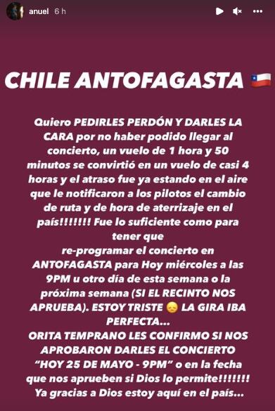 Anuel AA se disculpa con su público chileno