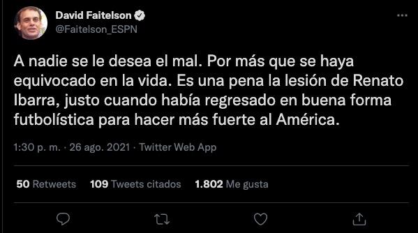 David Faitelson habló sobre la lesión de Renato Ibarra