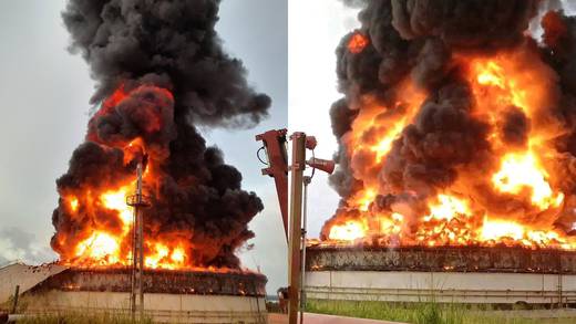 Matanzas, Cuba: rayo cae en tanques de petróleo y causa impresionante incendio; hay más de 40 heridos